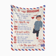 Load image into Gallery viewer, To My Grandson Letter throw Blanket personalized
