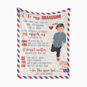 To My Grandson Letter throw Blanket personalized