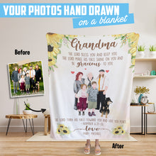 Load image into Gallery viewer, To grandma from grandkids fleece blanket personalized
