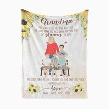 Load image into Gallery viewer, To grandma from grandkids throw blanket personalized

