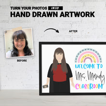 Load image into Gallery viewer, Turn Your Photo into a Custom Hand Drawn for Welcome to Classroom Picture Frame Personalized
