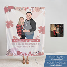 Load image into Gallery viewer, Personalized couples pictures fleece blanket
