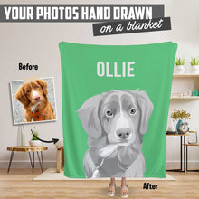 Load image into Gallery viewer, Custom Pet Portrait Blanket - Black and White
