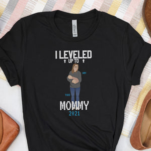 Leveled Up to Mommy Shirt Personalized