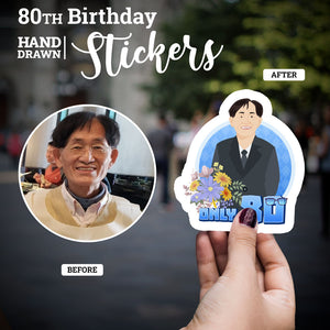 Custom 80 Year Old Birthday Stickers