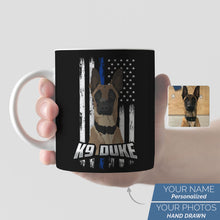 Load image into Gallery viewer, Personalized Thin Blue Line K9 Unit Police Dog Mug
