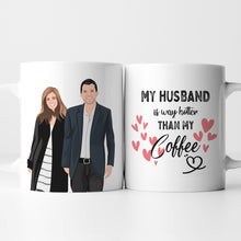 Load image into Gallery viewer, wife coffee mug says My Husband is Hotter Than My Coffee
